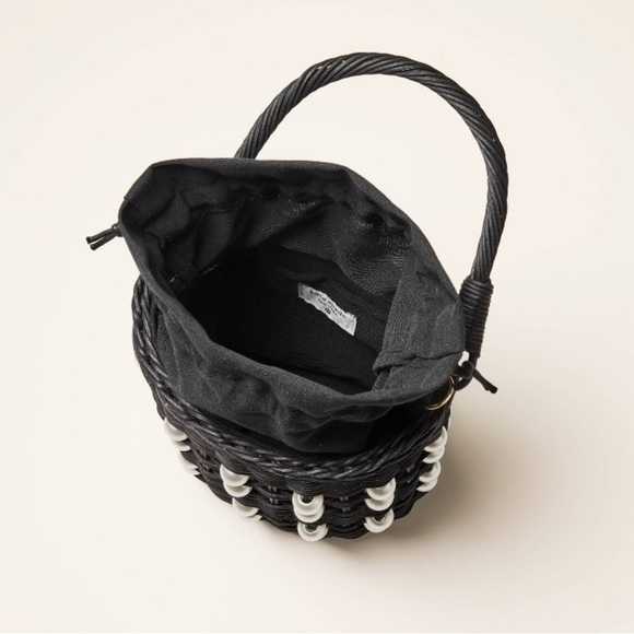 [Kate Spade x Target] NWT Pearl Embellished Wicker Basket Bucket Bag - Picture 3 of 5